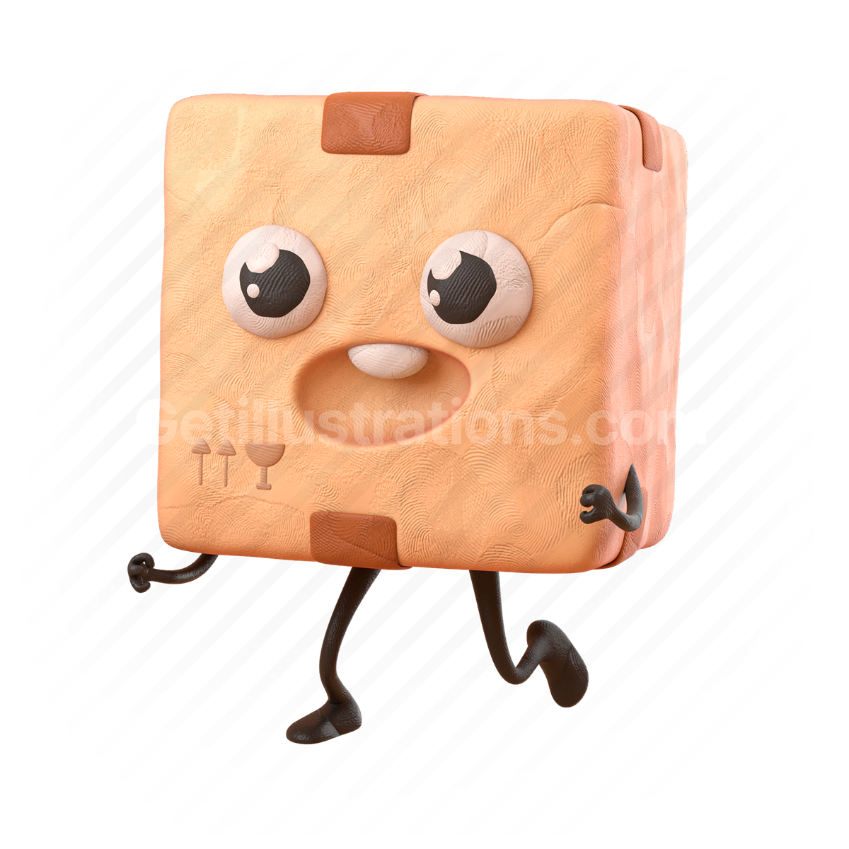 box, package, delivery, logistics, happy, innocent, emoticon, emoji, character